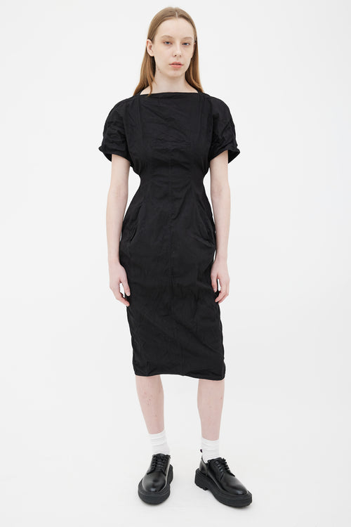 Rick Owens SS18 Black Boat Neck Midi Dress