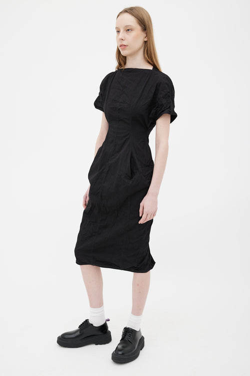 Rick Owens SS18 Black Boat Neck Midi Dress