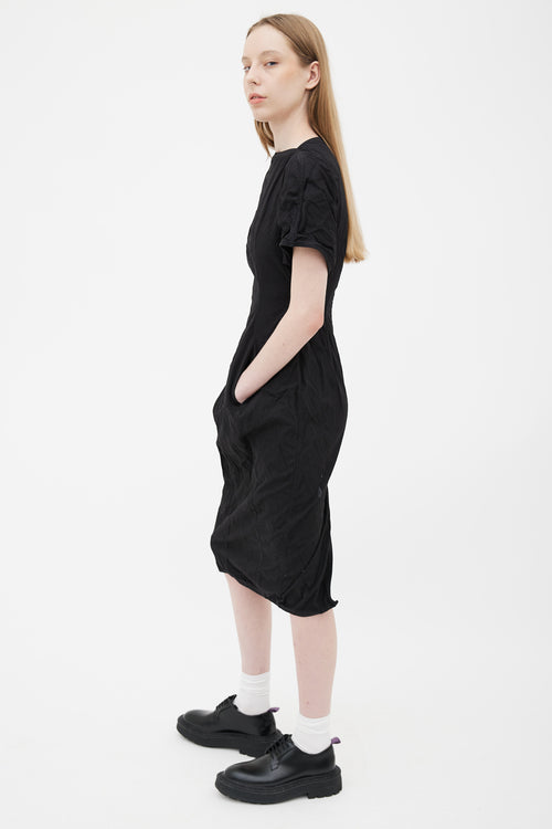 Rick Owens SS18 Black Boat Neck Midi Dress