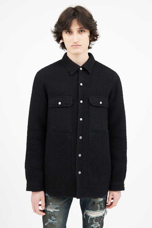 Rick Owens FW 2022 Black Wool Strobe Over Shirt