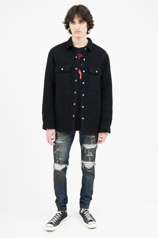 Rick Owens FW 2022 Black Wool Strobe Over Shirt