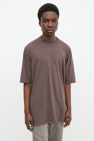 Rick Owens Raisin Brown Short Sleeve Oversized T-Shirt