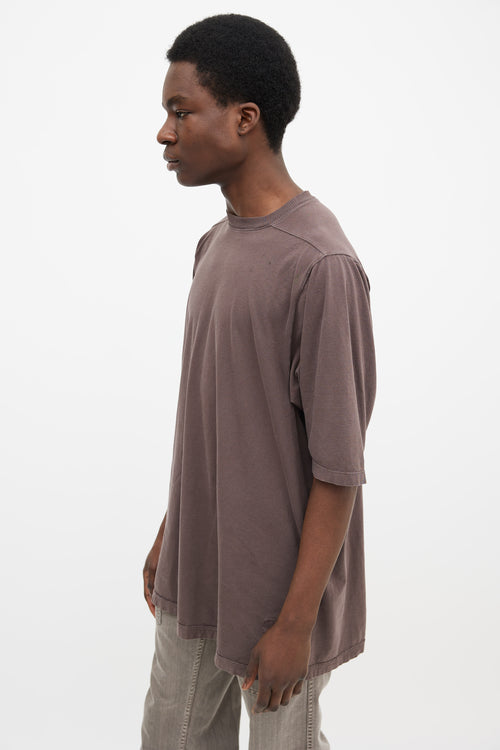 Rick Owens Raisin Brown Short Sleeve Oversized T-Shirt