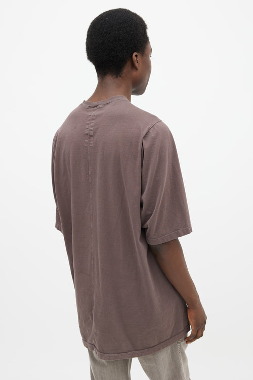 Rick Owens Raisin Brown Short Sleeve Oversized T-Shirt