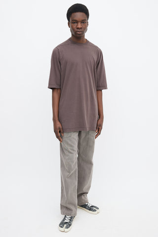 Rick Owens Raisin Brown Short Sleeve Oversized T-Shirt