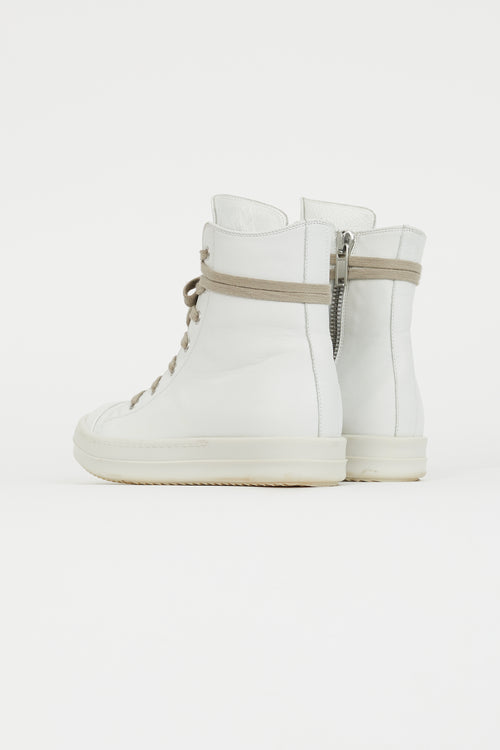 Rick Owens White Leather Ramones High-Top Sneaker