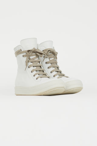 Rick Owens White Leather Ramones High-Top Sneaker