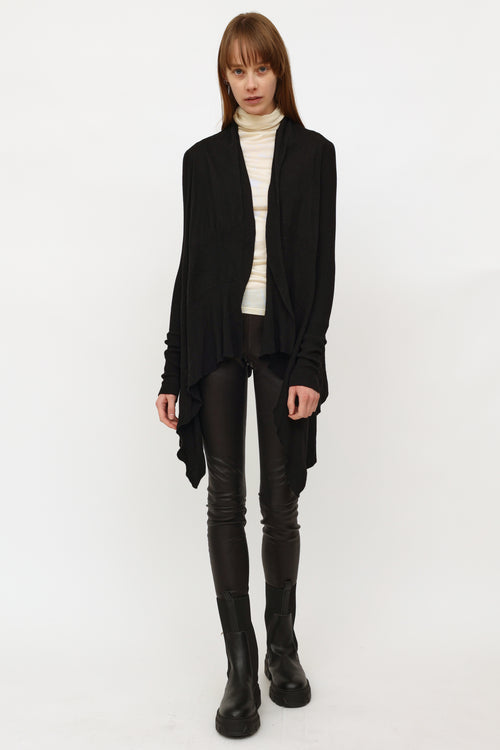 Rick Owens SS19 Black Knit Open Cardigan