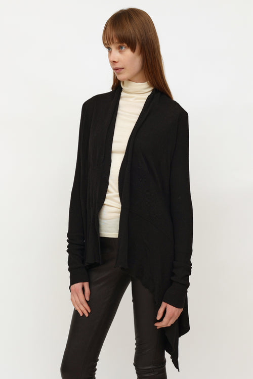 Rick Owens SS19 Black Knit Open Cardigan