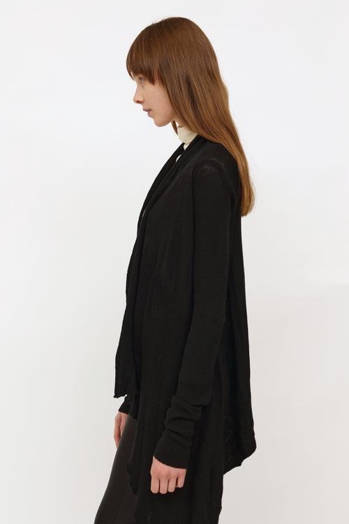 Rick Owens SS19 Black Knit Open Cardigan