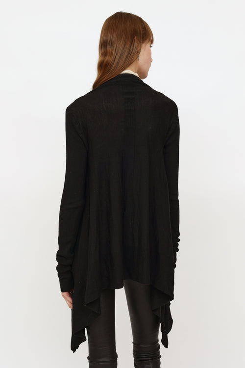 Rick Owens SS19 Black Knit Open Cardigan