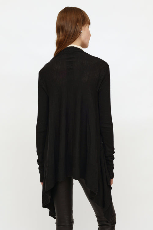 Rick Owens SS19 Black Knit Open Cardigan