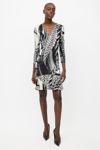 Roberto Cavalli Black 
Multicolour Print Dress