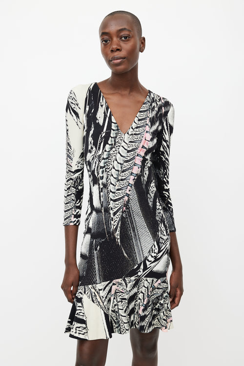 Roberto Cavalli Black 
Multicolour Print Dress