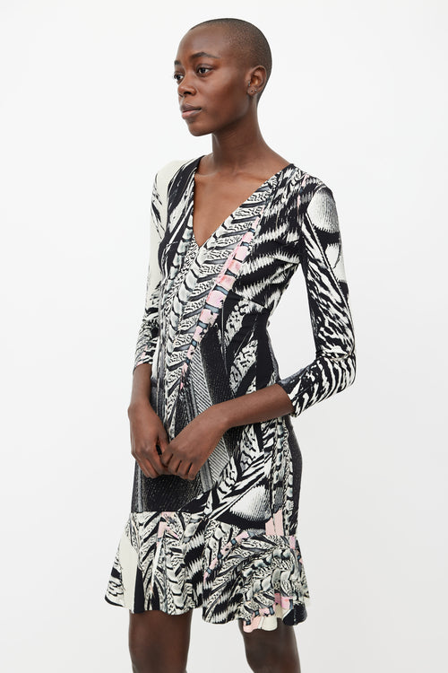 Roberto Cavalli Black 
Multicolour Print Dress