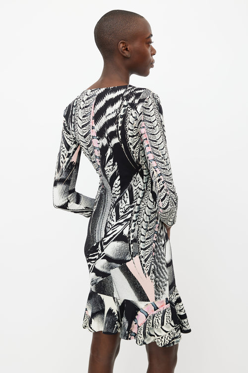 Roberto Cavalli Black 
Multicolour Print Dress