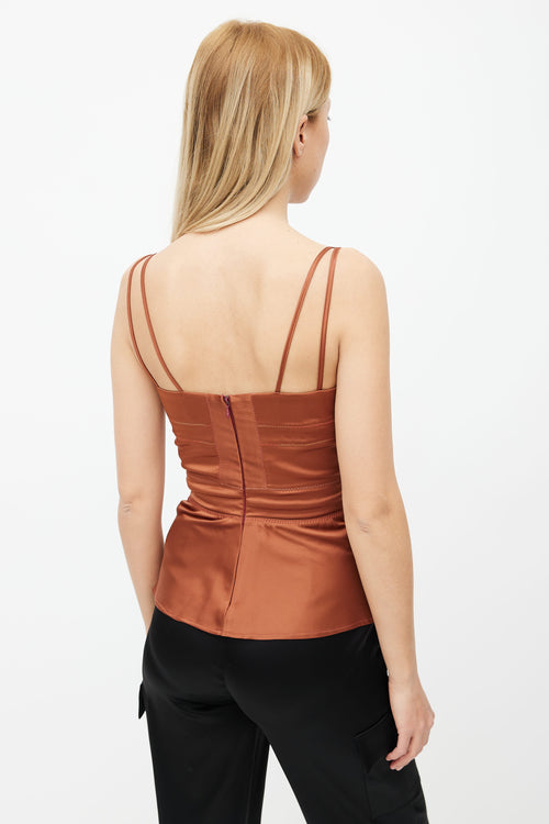 Roberto Cavalli Brown Peplum Bustier Top