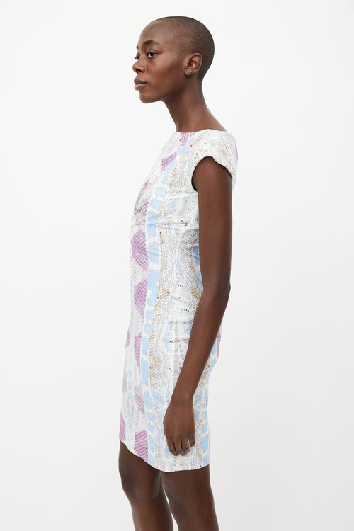 Roberto Cavalli White 
Multicolour Print Dress