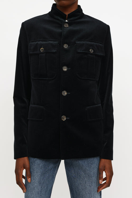 Roberto Cavalli Navy Velvet Men
s Jacket