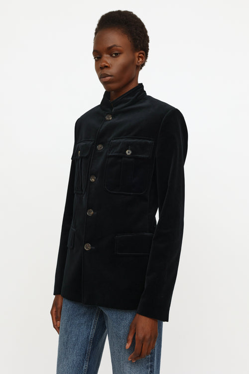 Roberto Cavalli Navy Velvet Men
s Jacket