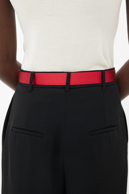 Roger Vivier Red Satin Pilgrim Buckle Belt