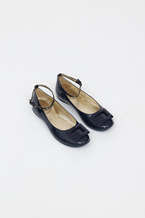 Roger Vivier Kids Navy Patent Jeune Fille Flat