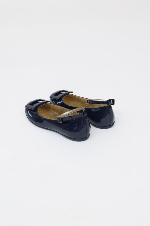 Roger Vivier Kids Navy Patent Jeune Fille Flat