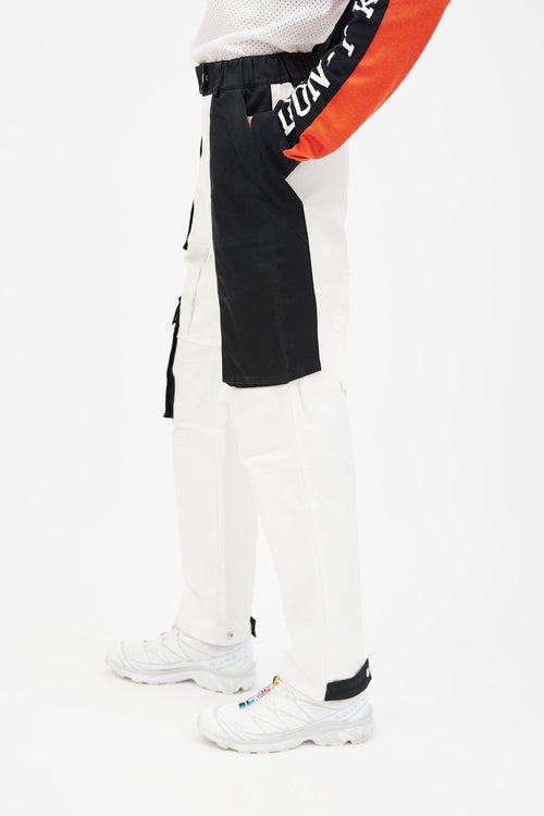 S.P. BADU Black 
White Paneled Cargo Pant