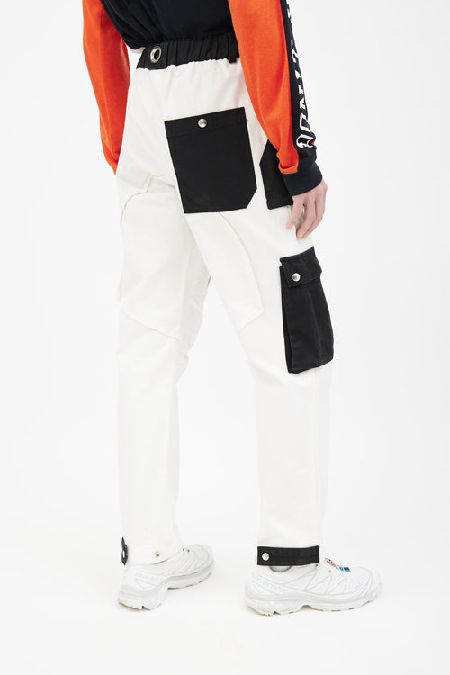 S.P. BADU Black 
White Paneled Cargo Pant