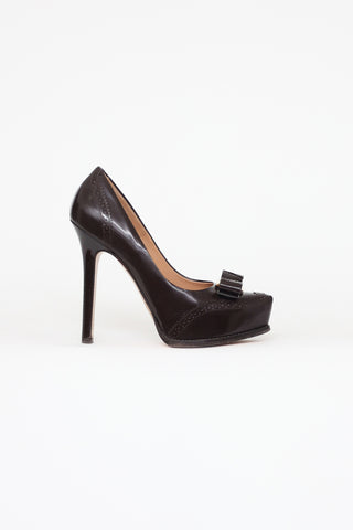 Salvatore Ferragamo Brown Tisha Bow Pump