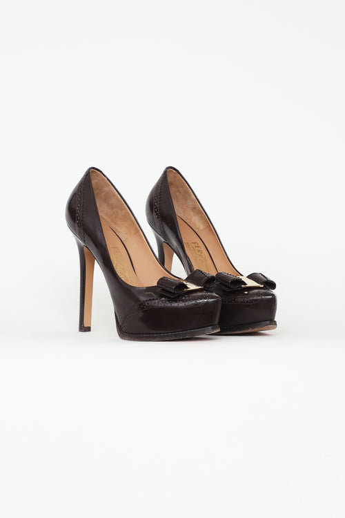 Salvatore Ferragamo Brown Tisha Bow Pump