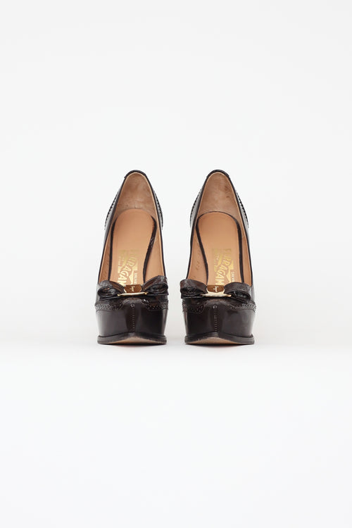 Salvatore Ferragamo Brown Tisha Bow Pump