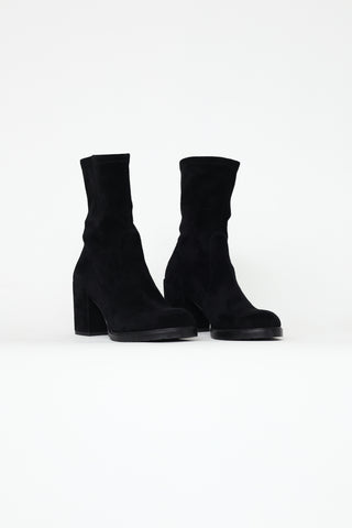 Stuart Weitzman Black Suede Block Heel Boots