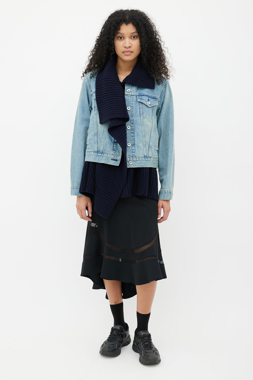 Sacai Blue Denim 
Knit Layered Jacket