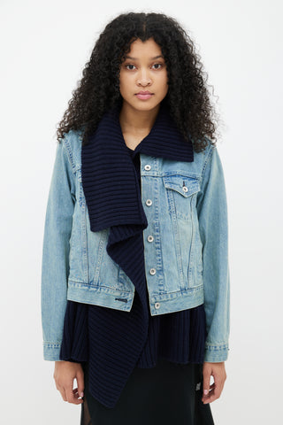 Sacai Blue Denim 
Knit Layered Jacket