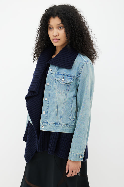 Sacai Blue Denim 
Knit Layered Jacket