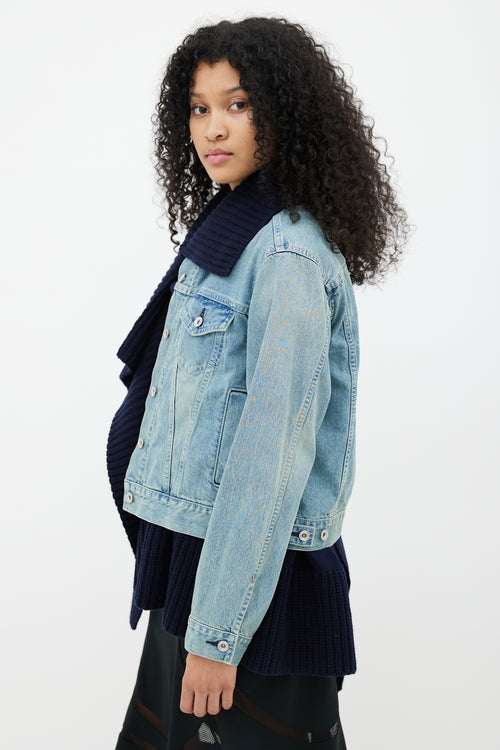 Sacai Blue Denim 
Knit Layered Jacket