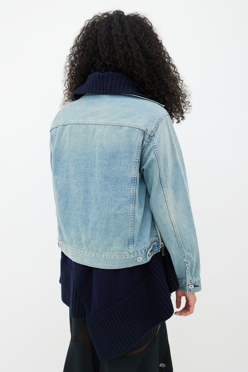 Sacai Blue Denim 
Knit Layered Jacket