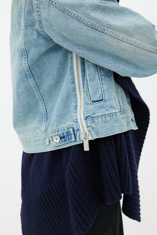 Sacai Blue Denim 
Knit Layered Jacket