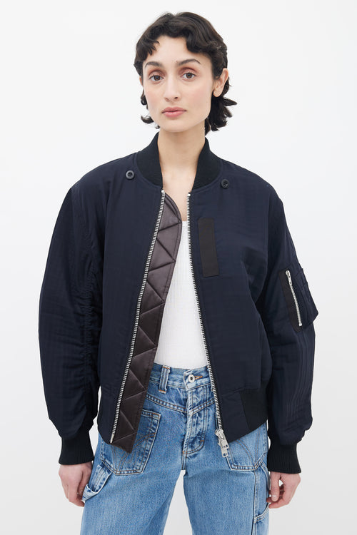 Sacai Black Nylon Full-Zip Belted Bomber Jacket