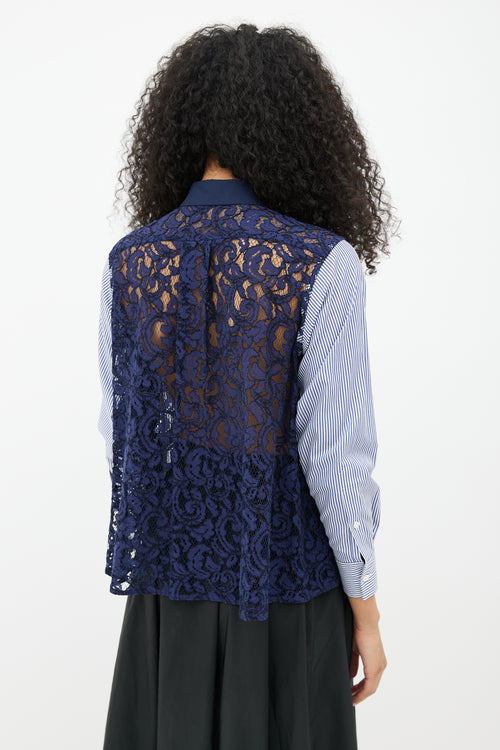 Sacai Navy Stripe 
Lace  Shirt