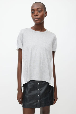 Sacai White 
Grey Short Sleeve Dual Layer Top