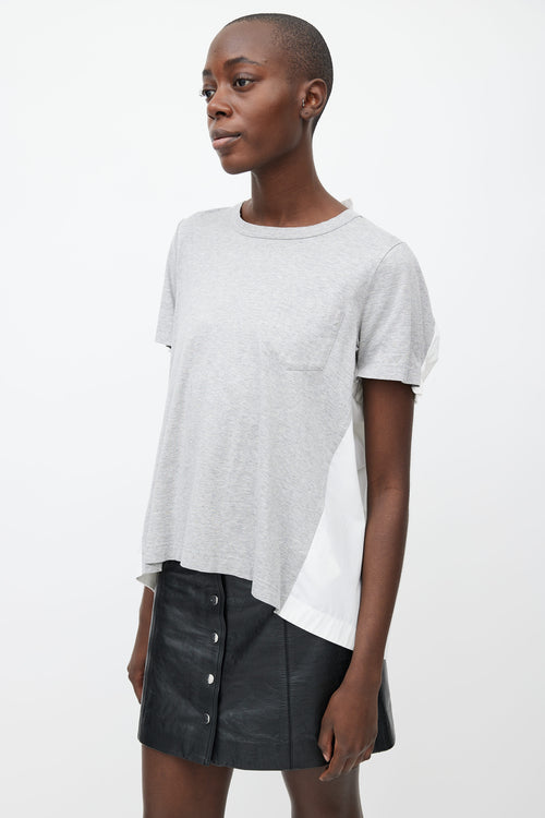 Sacai White 
Grey Short Sleeve Dual Layer Top