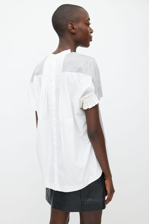 Sacai White 
Grey Short Sleeve Dual Layer Top