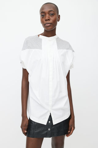 Sacai White 
Grey Short Sleeve Dual Layer Top