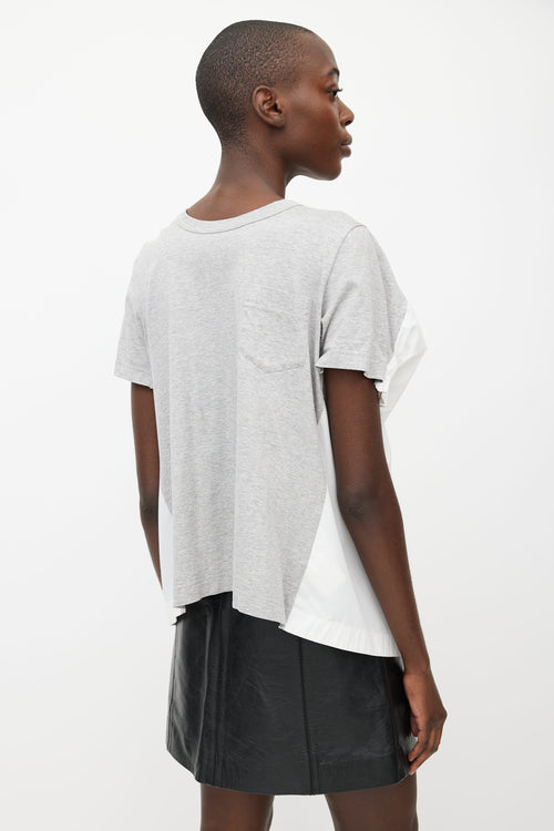 Sacai White 
Grey Short Sleeve Dual Layer Top