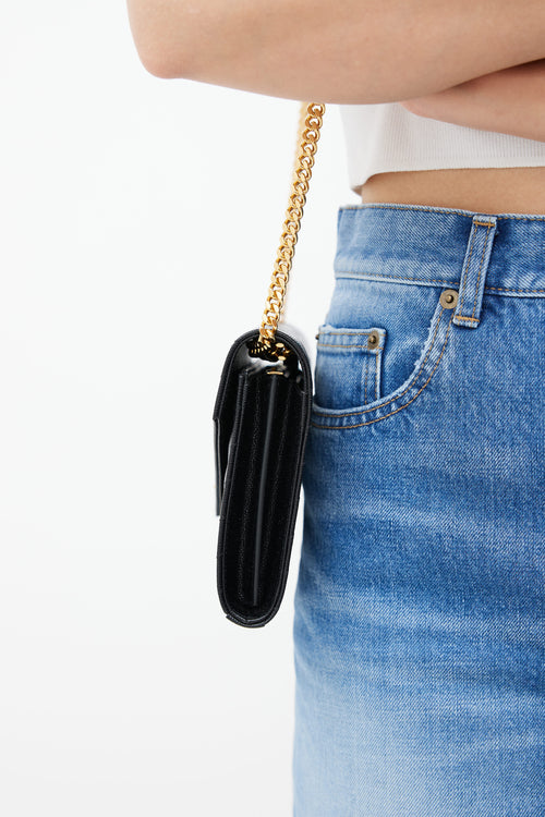 Saint Laurent Black Matelassé Cassandre Shoulder Bag