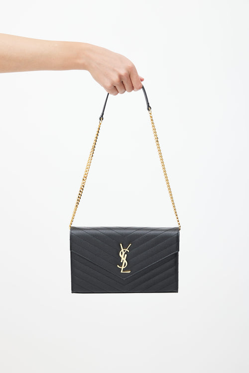 Saint Laurent Black Matelassé Cassandre Shoulder Bag