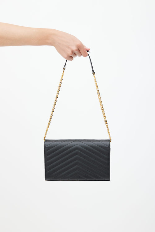 Saint Laurent Black Matelassé Cassandre Shoulder Bag