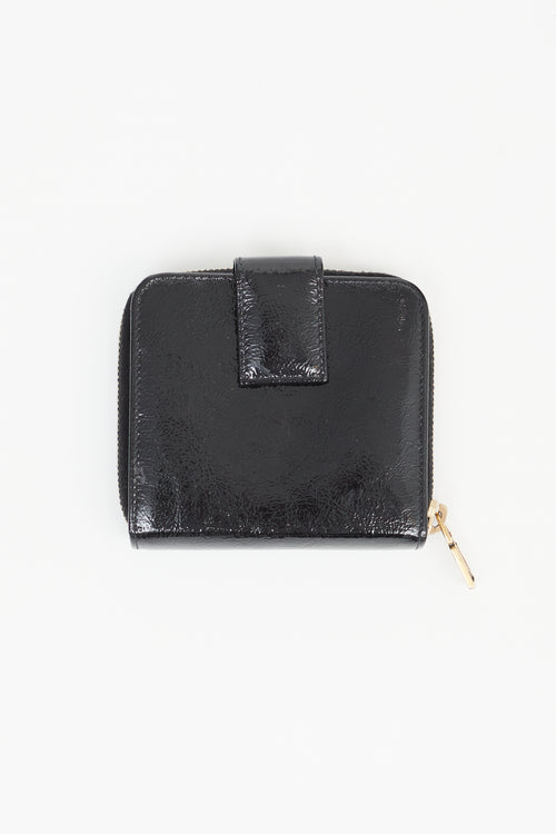 Saint Laurent Black Patent Leather Small Zipper Wallet